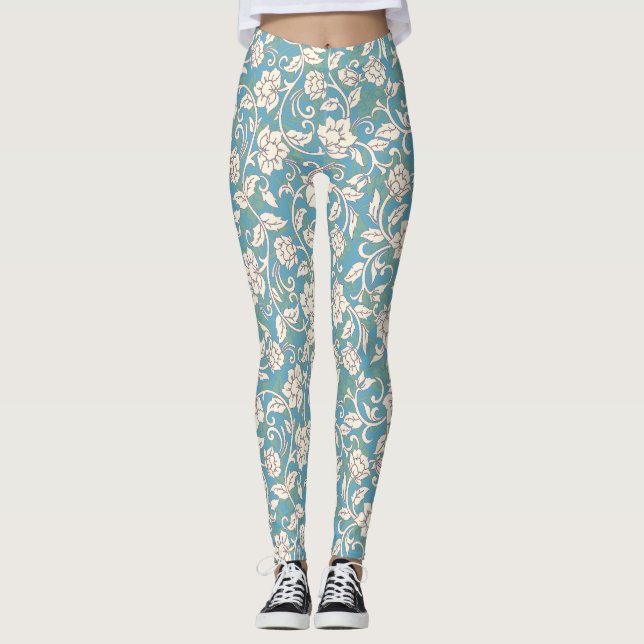 Leggings Flores giratorias amarillas y azules (Anverso)