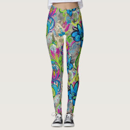 Leggings Flores Graffiti