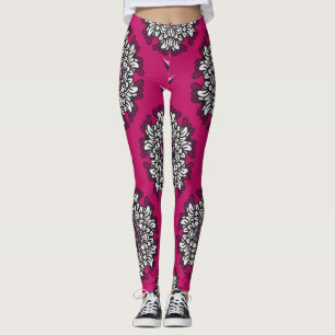Leggings Flores Gráficas Florales Pink Seamless