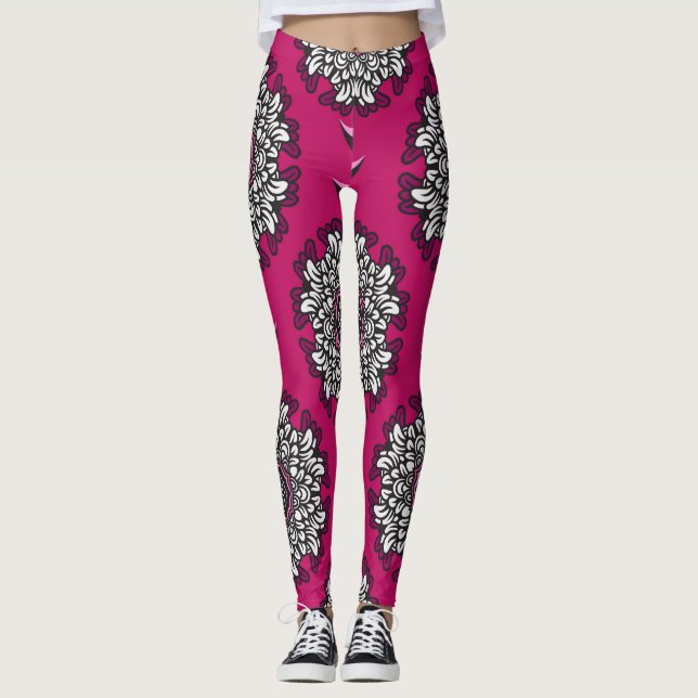 Leggings Flores Gráficas Florales Pink Seamless (Anverso)