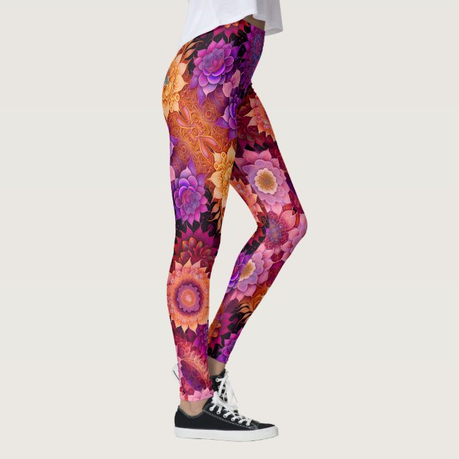 Leggings Flores grandes de Naranja, rosa y púrpura (Derecha)