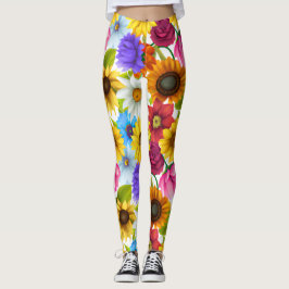 Leggings Flores grandes y audaces de color botánico