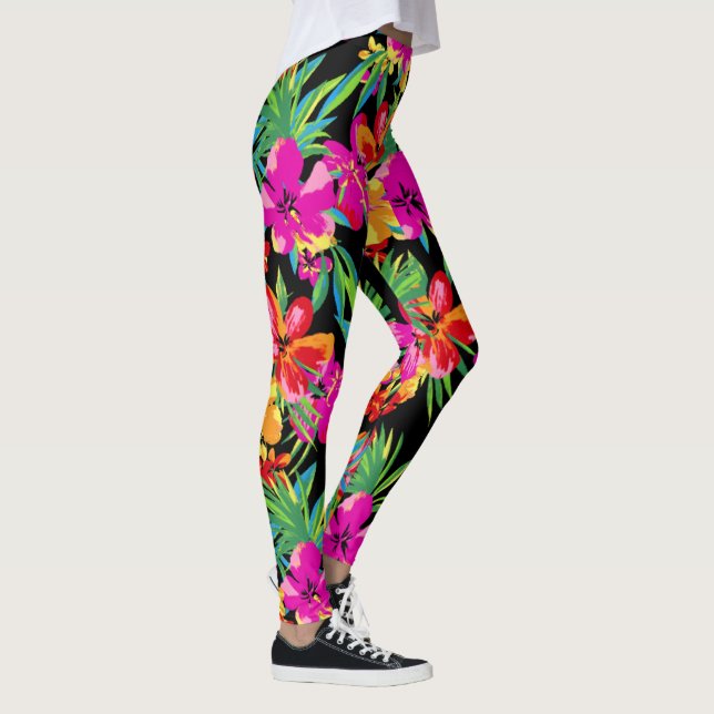 Leggings Flores hawaianas tu color de fondo (Derecha)