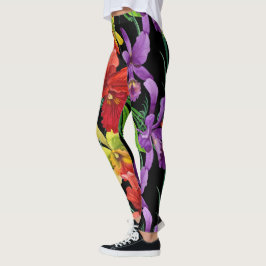 Leggings Flores hermosas de la orquídea de Acuarela en