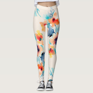Leggings Flores hibiscus: Patrón de Ilustracion acuarela