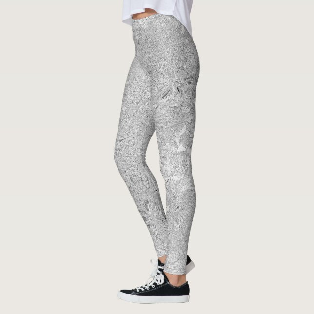 Leggings Flores hibiscus plateadas, (Izquierda)