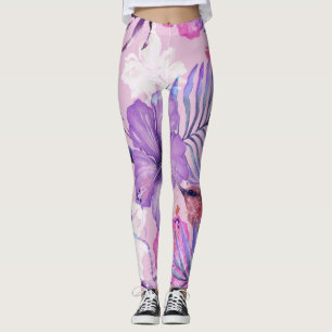 Leggings Flores hibiscus y colibrí: sin costura