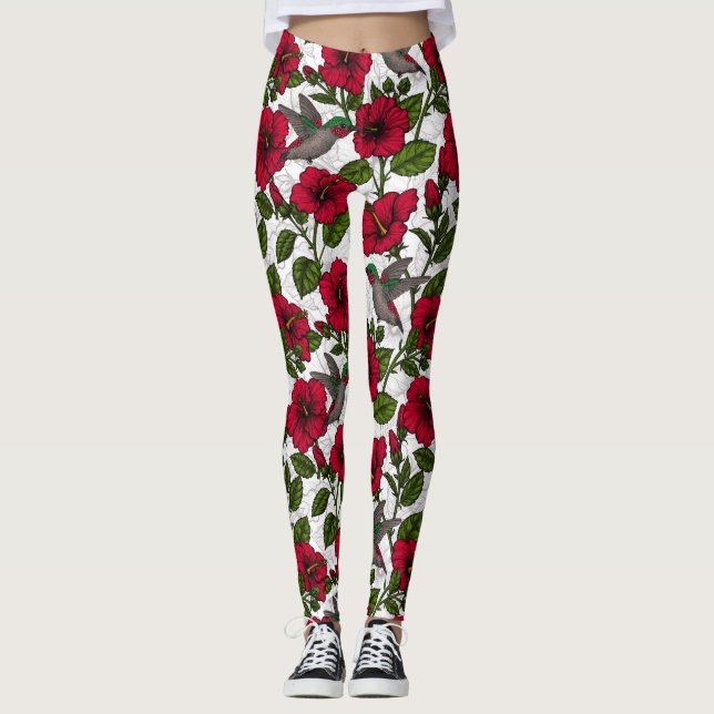 Leggings Flores hibiscus y colibríes (Anverso)