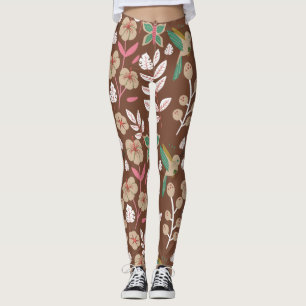 Leggings Flores, hojas, mariposa sin costura floral
