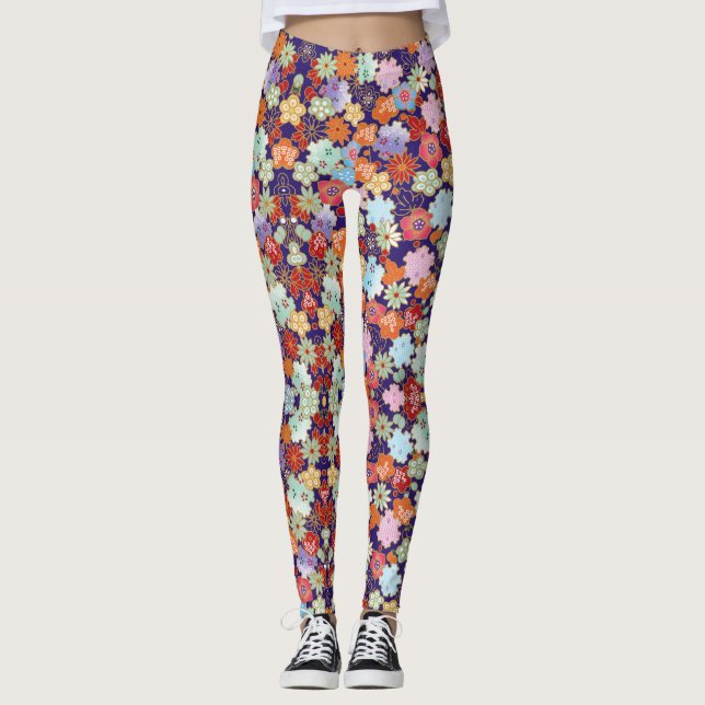 Leggings Flores, hojas y diseño (Anverso)