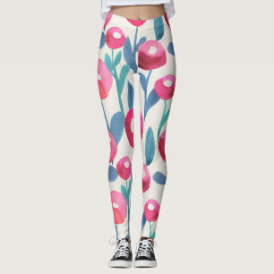Leggings Flores ilustradas a mano: textura de acuarela.
