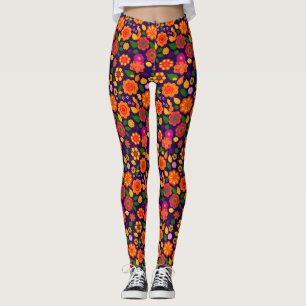 Leggings Flores inspiradas de los años 70, totalmente salva