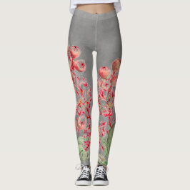 Leggings FLORES JAPONESES EN Legumbres ROSAS Y GRIS