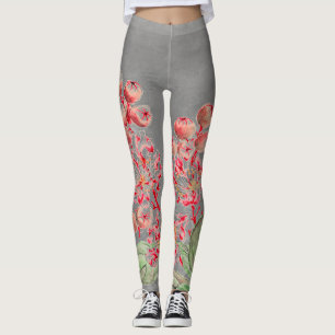 Leggings FLORES JAPONESES EN Legumbres ROSAS Y GRIS