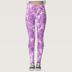 Leggings Flores lilas de color agua rosa