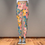 Leggings Flores modernas coloridas Patrón floral<br><div class="desc">Flores modernas coloridas Patrón floral</div>