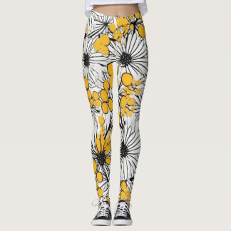 Leggings Flores monocromas: Mimosa y Daisy Fusion