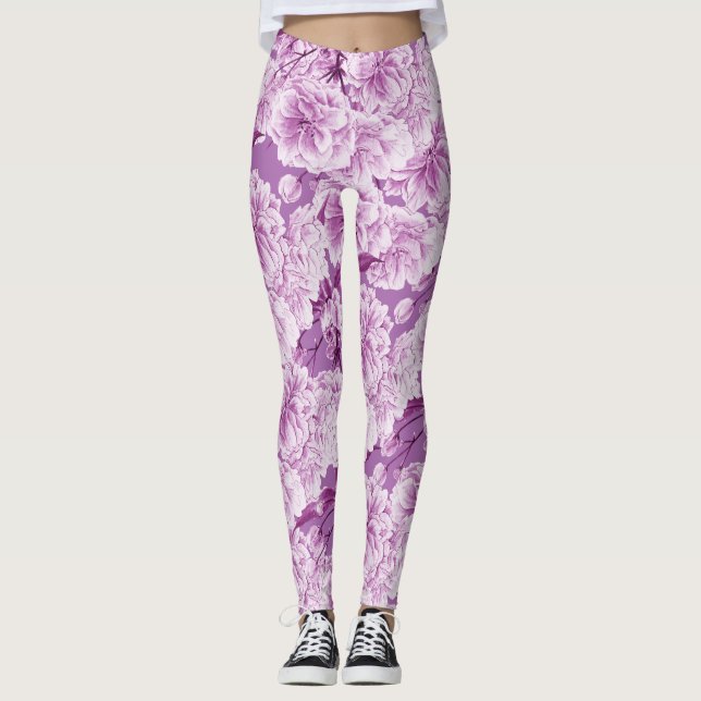 Leggings Flores moradas de dos flores (Anverso)