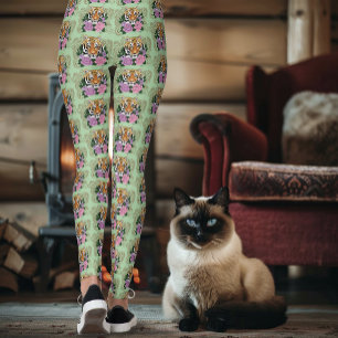 Leggings Flores moradas rosadas del tigre Henna