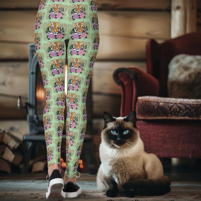 Leggings Flores moradas rosadas del tigre Henna (Subido por el creador)