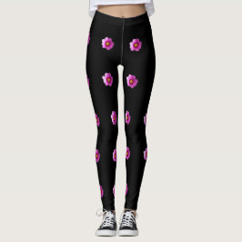 Leggings Flores moradas y amarillas Cosmos en las leggantas