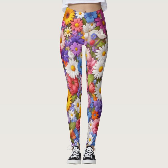 Leggings Flores mujeres legginas, laggins de mujeres colori (Anverso)
