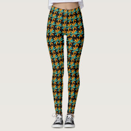 Leggings Flores naranja, Verde Y Azul