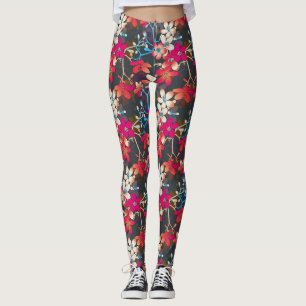 Leggings Flores Naranjas trópicas elegantes