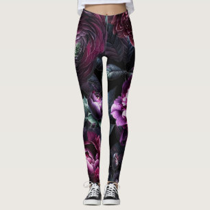 Leggings Flores Negras Encantadas Jardín Floral Bold Moody
