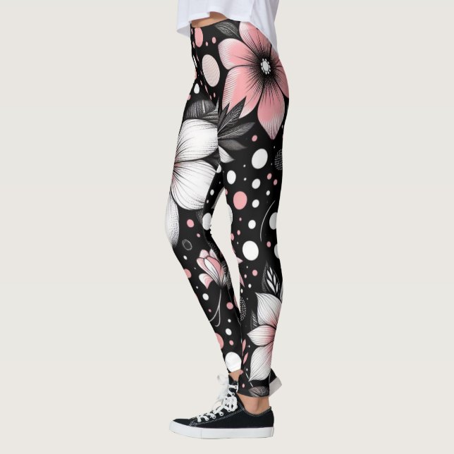 Leggings Flores negras y rosadas de Moda (Izquierda)