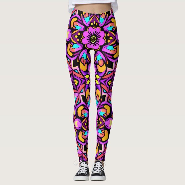 Leggings Flores Neon Wild Style Blacklight (Anverso)