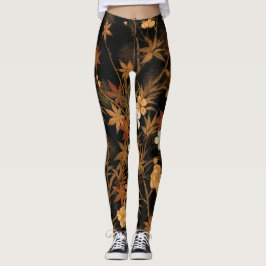 Leggings Flores otoñales japonesas y arte vintage