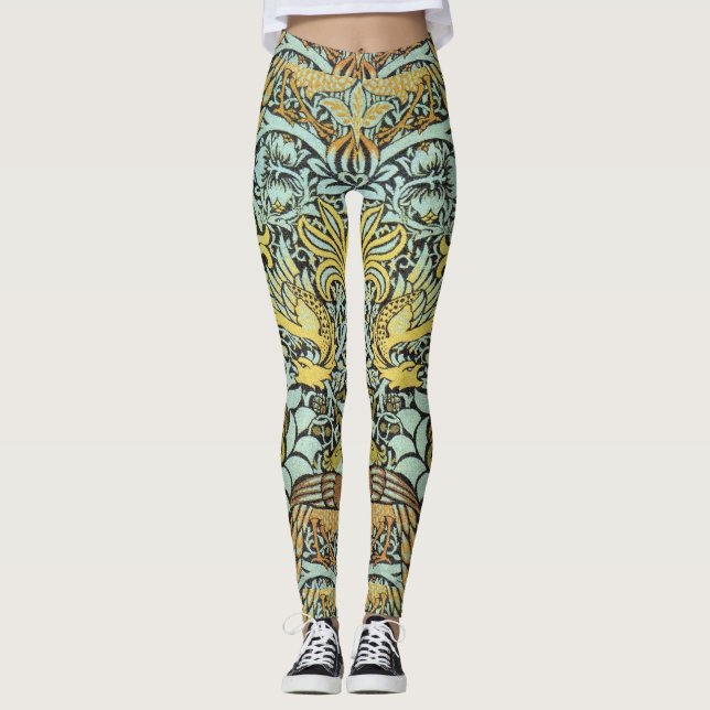 Leggings FLORES, PÁQUINAS, BLack Blanco AZUL (Anverso)