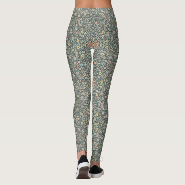Leggings Flores pasteles de fondo oscuro (Reverso)