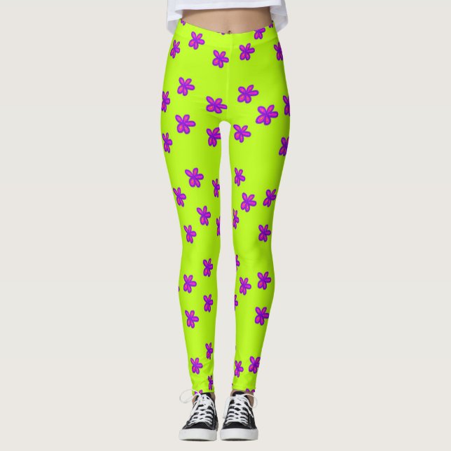 Leggings flores pintadas en las piernas verdes (Anverso)
