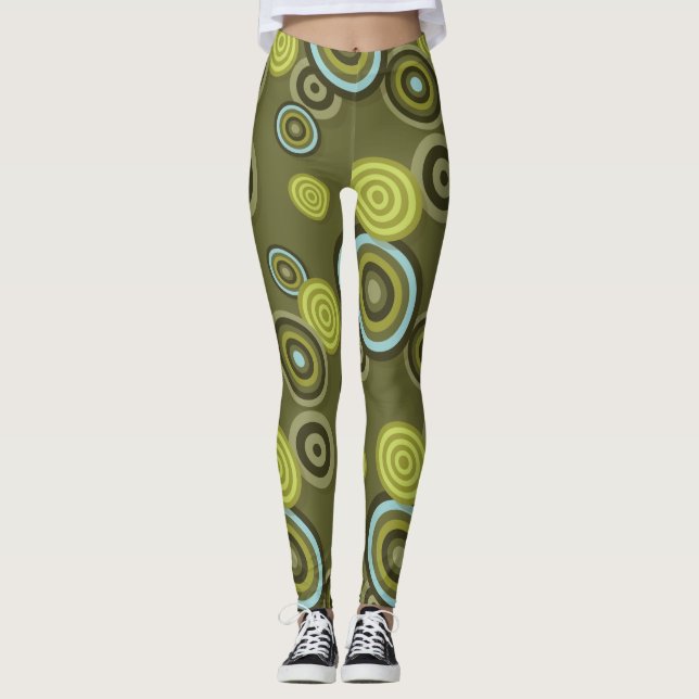 Leggings flores polkadots primavera deporte leggatas verdes (Anverso)