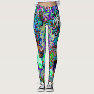 Leggings Flores psicodélicas moradas y verdes del jardín li