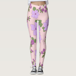 Leggings Flores Púrpura, Patrón Floral, Patrón De Flores
