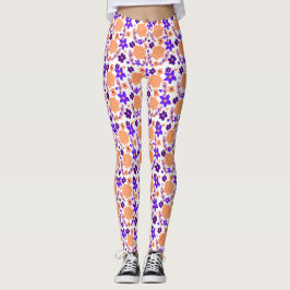 Leggings Flores Púrpura Y Naranja