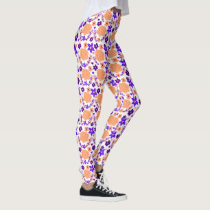 Leggings Flores Púrpura Y Naranja