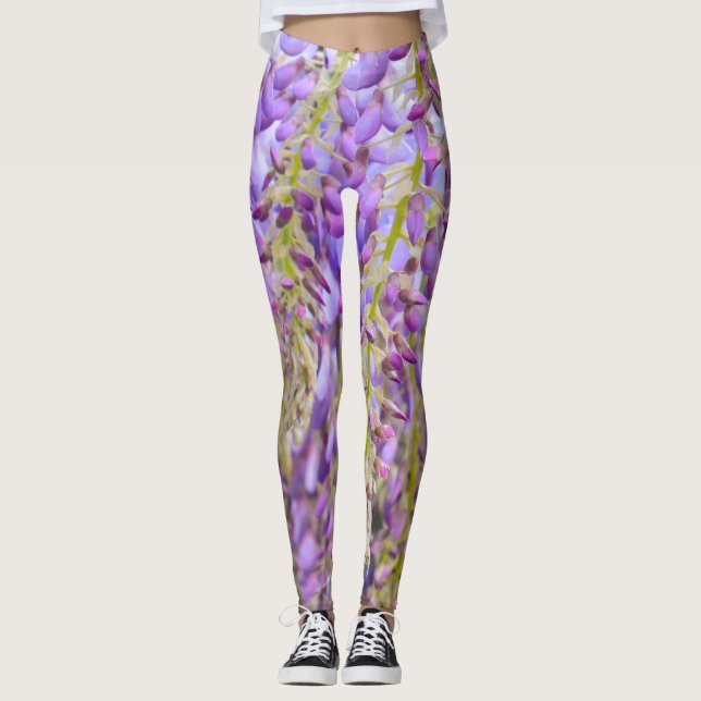 Leggings Flores púrpuras glaseosas y mantas florales france (Anverso)