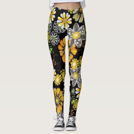 Leggings Flores que brillan intensamente en polainas de la