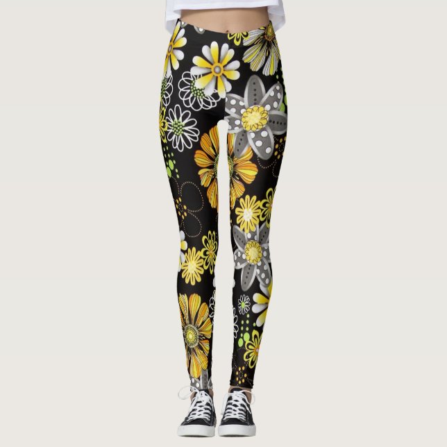 Leggings Flores que brillan intensamente en polainas de la (Anverso)