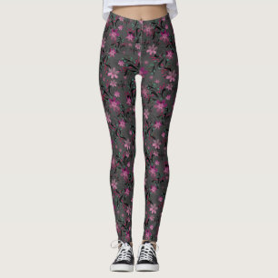 Leggings Flores retro abstractas y sin inconvenientes de fo