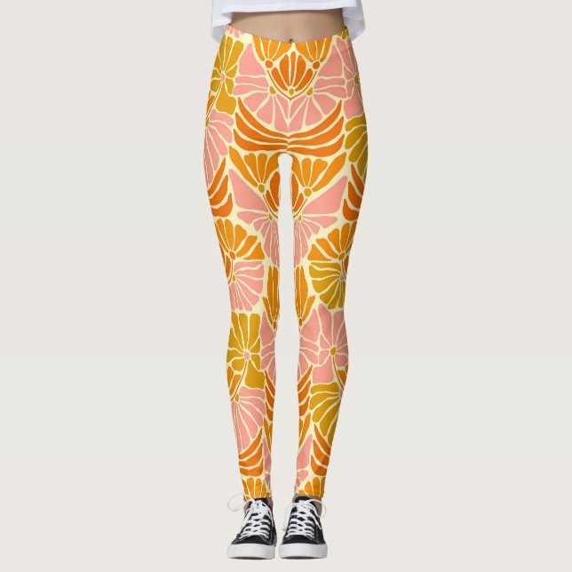 Leggings Flores retro coloridas (Anverso)