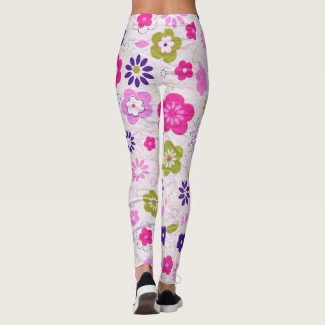 Leggings Flores Retro Rosadas (Reverso)