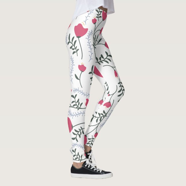 Leggings Flores rojas de acuarela moderna y gigantescas con (Derecha)