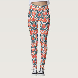 Leggings Flores rojas decorativas