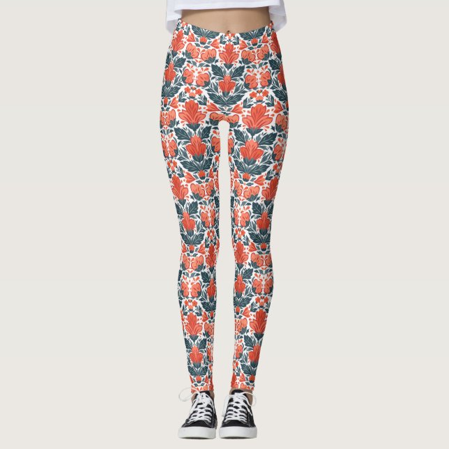 Leggings Flores rojas decorativas (Anverso)