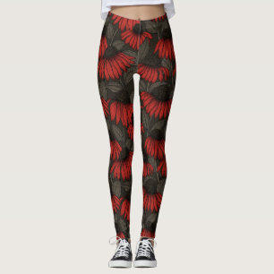 Leggings Flores rojas en marrón